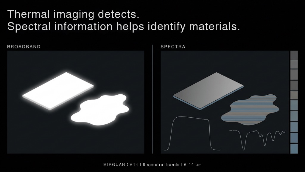 Multispectral thermal imaging for material identification - MIRGUARD 614